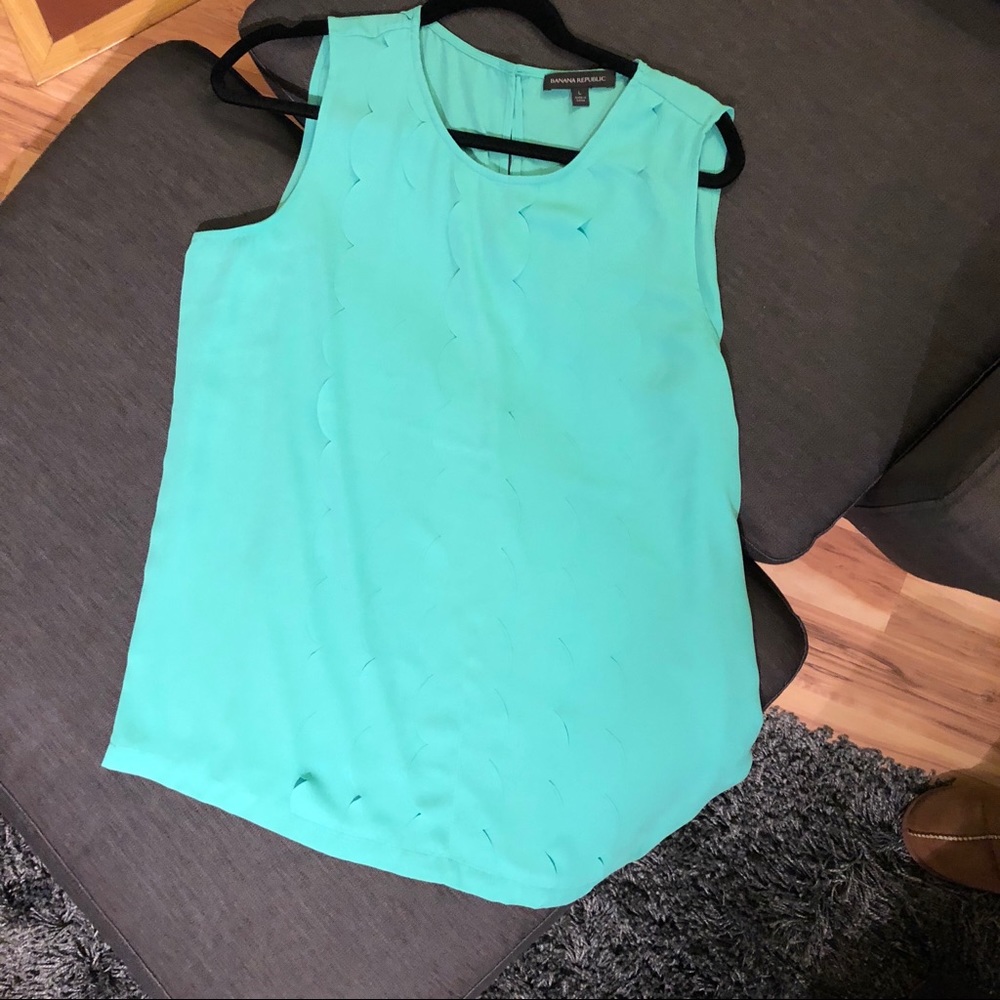 Mint green scallop blouse